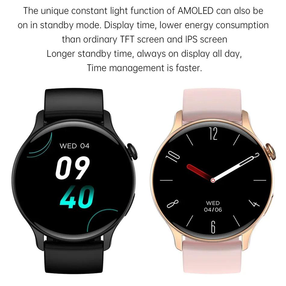 2025 For Huawei Xiaomi NFC Smart Watch Women 1.43" HD AMOLED Screen GPS Track Sports Voice Custom Dial Health Monitor Smartwatch