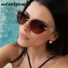 Trendy Cat Eye Frameless Sunglasses Women  Luxury Brand Y2K Punk Metal Cateye Sunglass Vintage Rimless Eyewear For Ladies