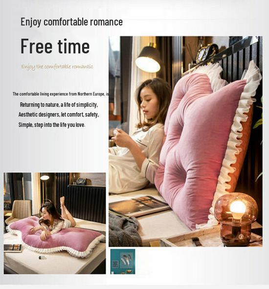 Princess Backrest Cushion: Soft Crystal Velvet, Removable & Washable Pillow for Tatami Bed