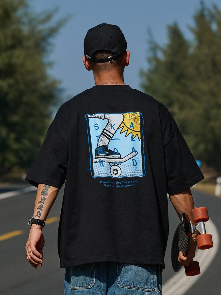 American graffiti skateboarding pattern Womens Tshirt loosefitting summer Womens and woWomens casual shortsleeved shirt