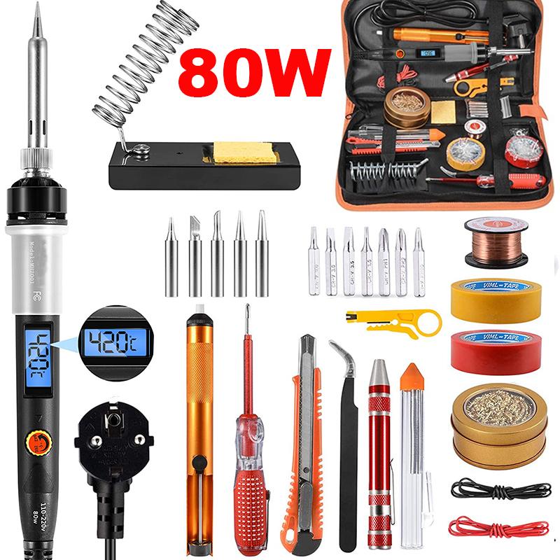 Buy Electric Soldering Iron Kit 220V 110V 80W Welding Solder Rework Station Heat Pencil Repair