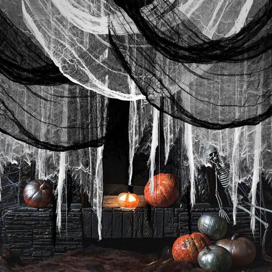 Yousheng Halloween Gauze Cloth Creepy Blood/Black/White Fabric Gauze for Haunted House Outdoor Indoor Yard Halloween Decoration