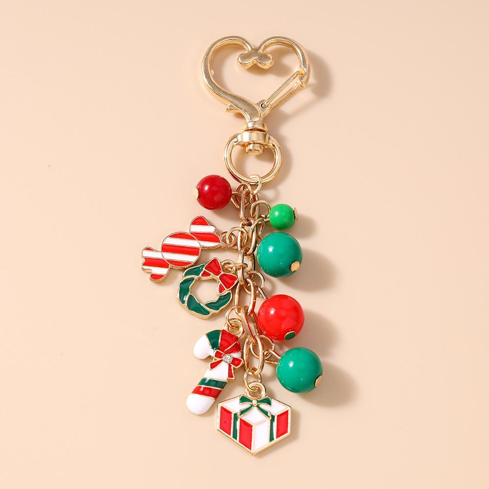 Fashion Christmas Keychain Women Girls Snowman Elk Key Ring Pendants for Handbag Decor DIY Key Chain New Year Gifts