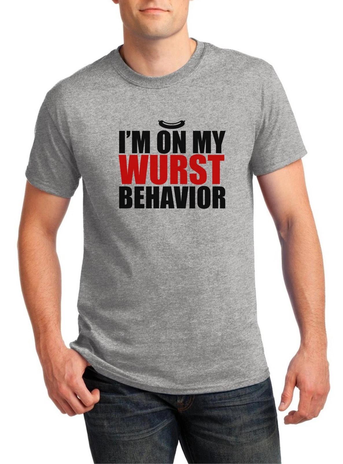 Men s I m On My Wurst Behavior Shirt Oktoberfest Tee Beer Festival Drinking Team 2XL