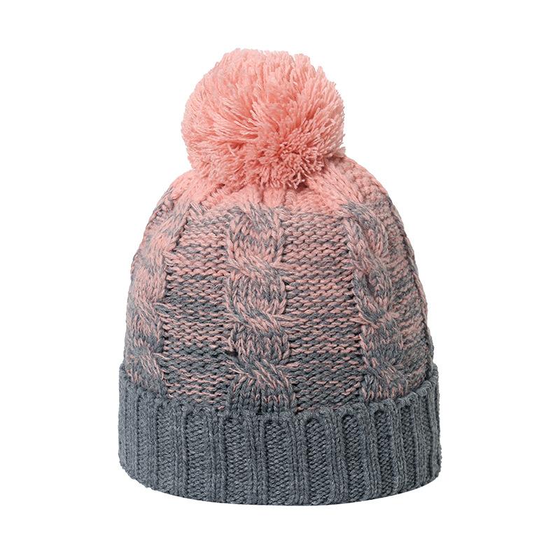 ins Japanese Korean version winter hat fleece thickened versatile thermal hat gradual change color blended wool knitted hat female Korean version