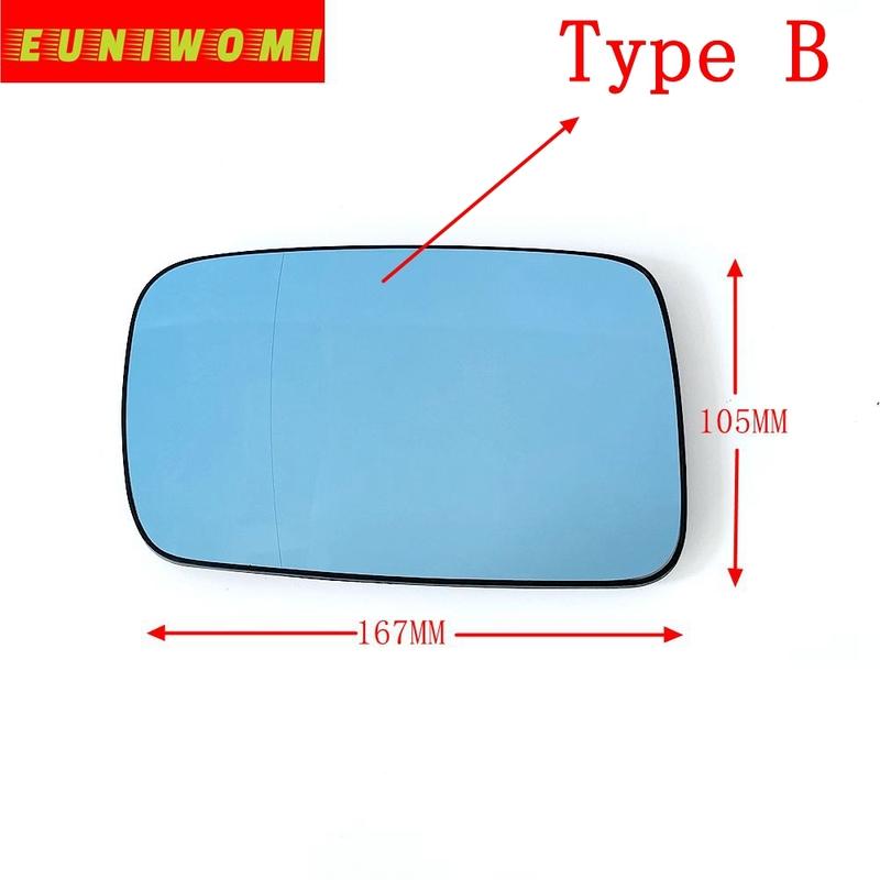 Car Wide Angle Blue Heated Mirror Glass for BMW Type A ( BMW 3 ,5 , 7,E30 E32 E34 E36 )  Type B (BMW E46, 7 ,E65 E66 )