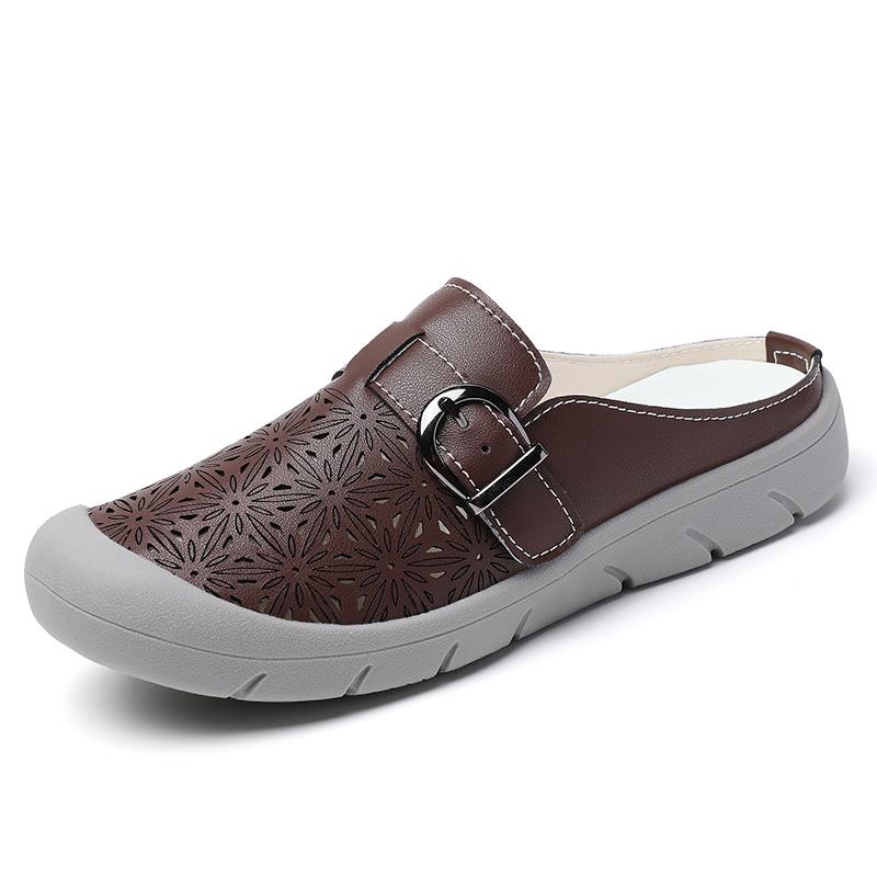 Fashion New Women's Slippers Half Packed Soft Bottom Hollow Out Waterproof Non-Slip Summer Shoes For Middle-Aged And Elderly