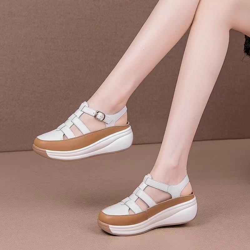 Women Roman Baotou Sandals Slippers Summer New Hollow-out Wedges Woman Casual Shoes 2025 Luxury Female Platform Sandalias Mujer