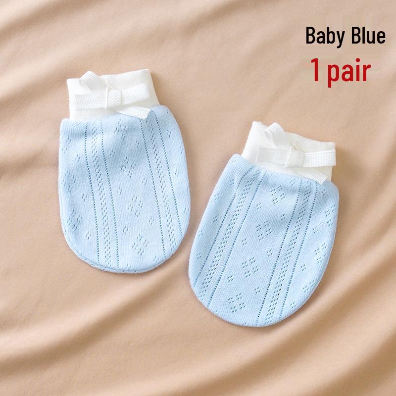 Pure Cotton Baby Anti-Scratch Mittens for Newborns 0-3 Months, All-Season, Thin Style for Spring & Autumn