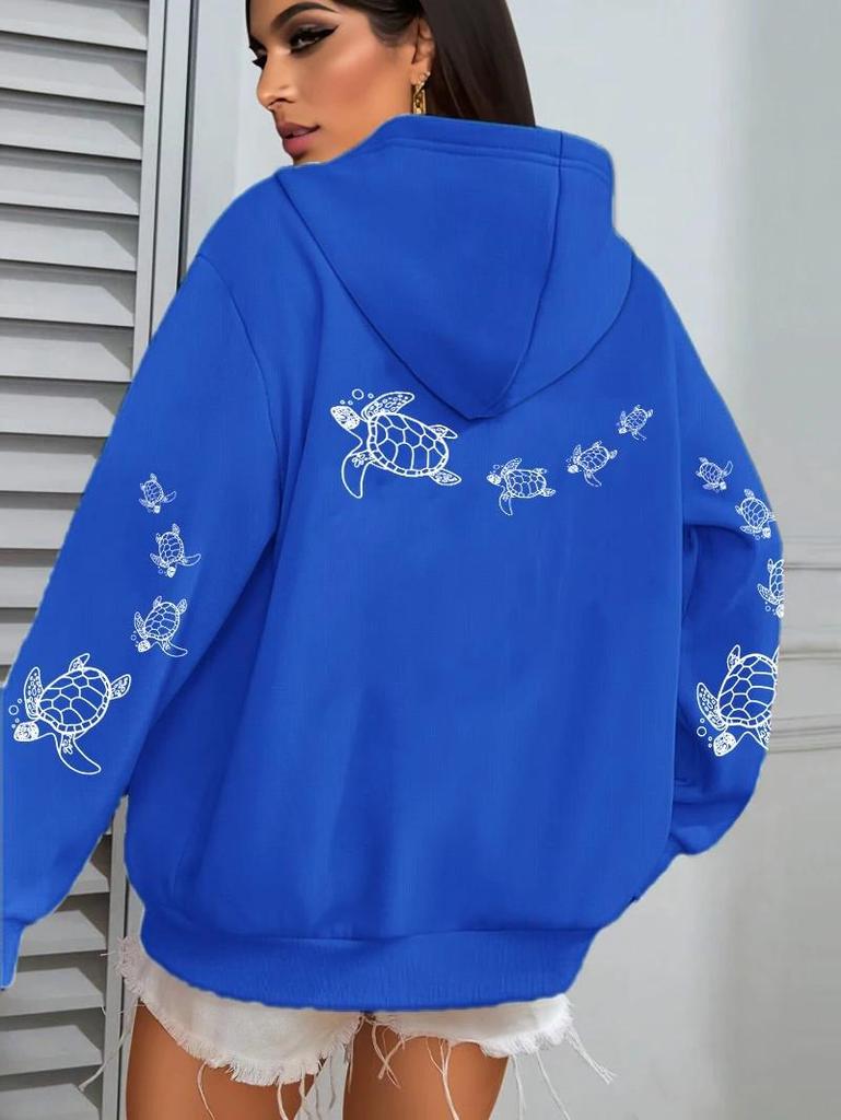 Unisex European Style Sea Turtle Hoodie – Versatile, Funny Sweatshirt for Spring & Autumn