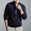 Men's 48-Count Double-Strand Wool Silk 16-Gauge Zipper Sweater Coat, Warm Thickened Knit Cardigan for Autumn/Winter