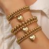 Vintage Multi-layer Layered CCB Bead Bracelet Set Fashion Heart-shaped Pendant Women's Elegant Daily Party Vacation Zircon Gift