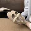 2025 Spring New Suede Red Light Mouth Single Shoes Female Retro Gentle Fairy Style Casual Soft Flat Bottom with Skirt