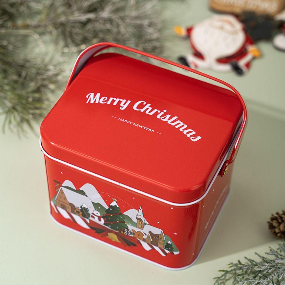 

Cute Christmas Tin Gift Box Iron Santa Claus Tinplate Candy Box Merry Christmas Decoration Style 2