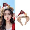 Plush Christmas Headband Festival Bear Hairhoop with Santa Hat Family Gathering Headhoop Holiday Party Props Hairband