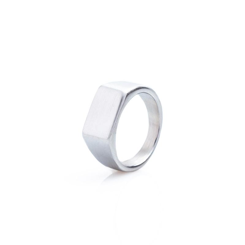 1pc Men's Domineering Simple Ring Business Type Male Finger Ring Full Rectangle Solid Hand Jewelry