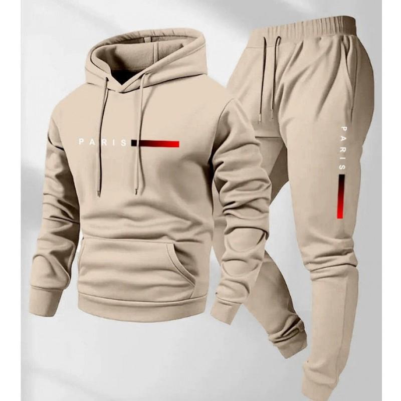 Mens Hooded Sweatshirt Set Long Sleeve Top Pants Casual Sportswear Loose Fit