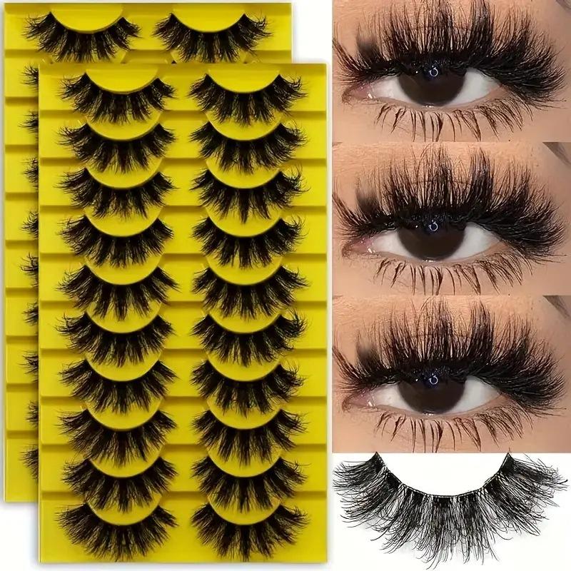 10 Pairs Eye Eyelashes 5D Fluffy Soft Natural Look False Eyelashes Thick Faux Mink Lashes Cat Eye Lashes Eyelashes Extensions