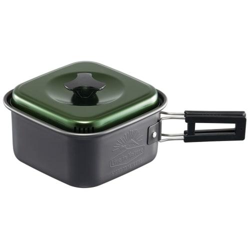 Skater Aluminum Ramen Cooker, Square Saucepan, 1.2L, Green, Perfect for Outdoor Camping, From That Land, ANC1-A