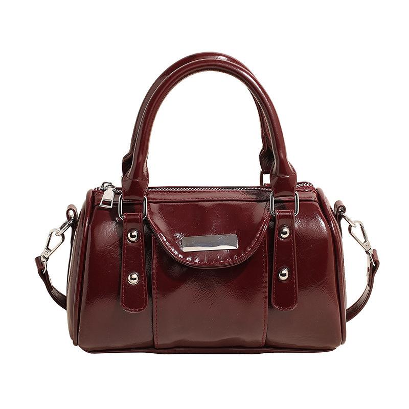 

2026 Elegant Retro Niche High-End Oil Wax Leather Handbag For Women Luxury Versatile Trendy Cross Body Handbags винный
