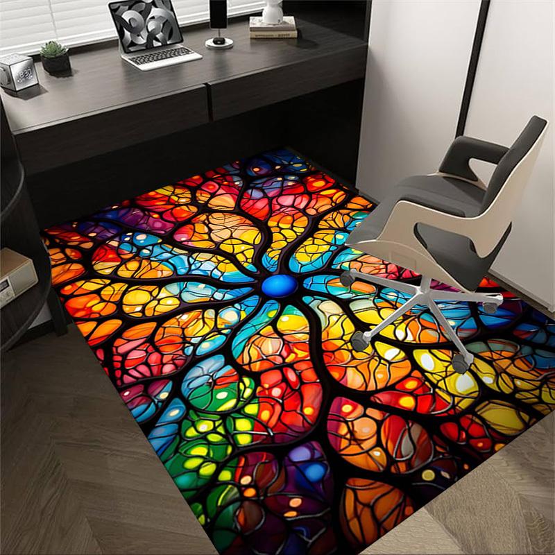 1PC Tree of Life Stained Glass Extra Large Non Slip Floor carpet Office, family, bedroom, Large Area Rug Indoor Rugs, Vibrant Colors