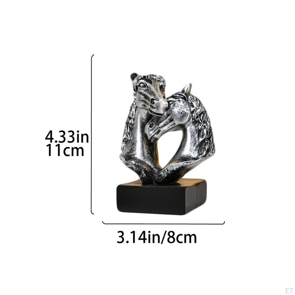 Double Horse Head Figurine Chinese Year Decoration Artwork Collection Creative Desktop Ornament