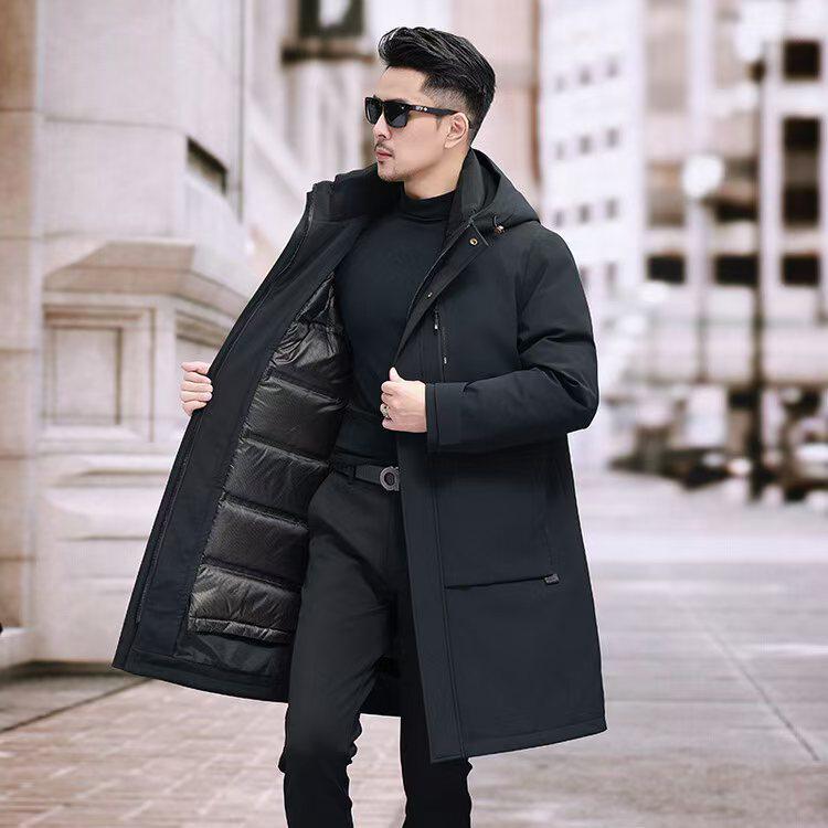 Men's Mid-Length Winter Down Jacket for Middle-Aged and Elderly