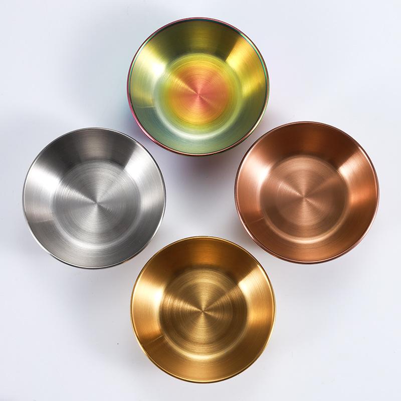 1Pcs Stainless Steel Golden Colorful Sauce Dishes Appetizer Seasoning Serving Dishes Sets Tray Splice Plates Kitchen Tableware