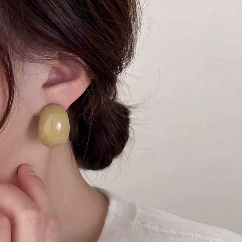 Exquisite Semi-Circle Earrings Acrylic Resin Elegant Ellipse Earrings  Jewelry Accessories