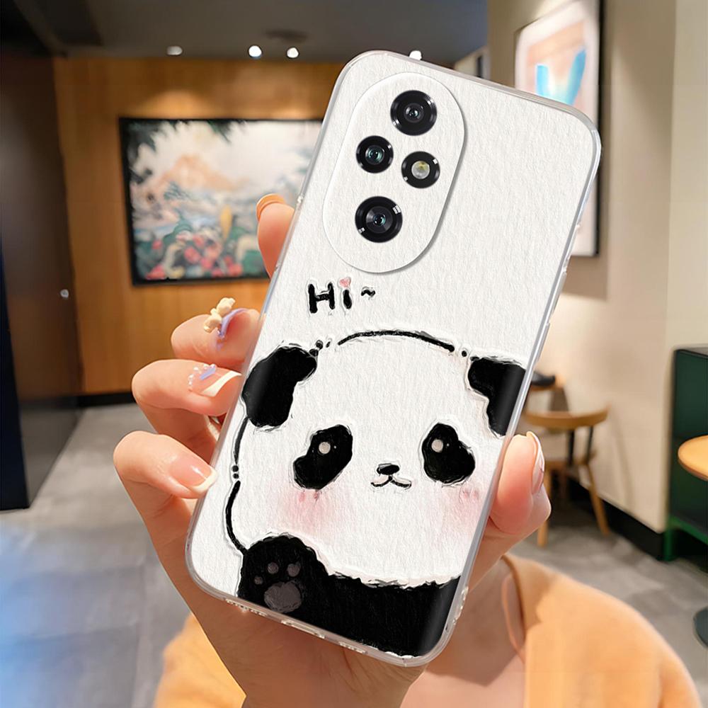 For Honor 200 Pro Phone Case Cute Panda Soft Silicone Shell For Honor 200 Lite honor200 Case Fashion Clear TPU Back Cover Coque