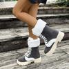 Autumn Winter Midsole Thick Warm Snow Boots with Thick Soles Thick Heels Simple Comfortable Midsole Boots for Women