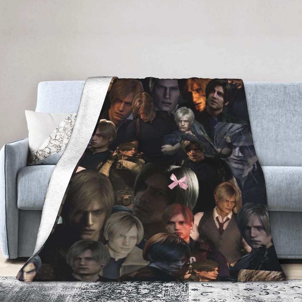 Leons Kennedy Residents Evils Warm Soft Blanket Students Plush Throw Blanket Pattern Couch Chair Flannel Bedspread Bed Cover