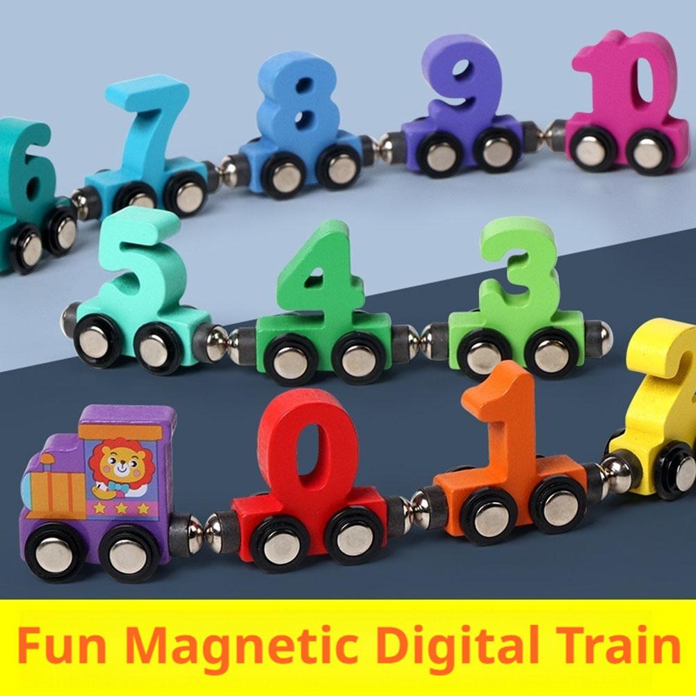 Wooden Magnetic Number Train Set For Kids Early Learning For Toddlers Counting Building Educati Q9L9