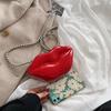 Personality funny creative lip bag 2025 Korean version ins girl glossy chain one shoulder crossbody transparent jelly bag