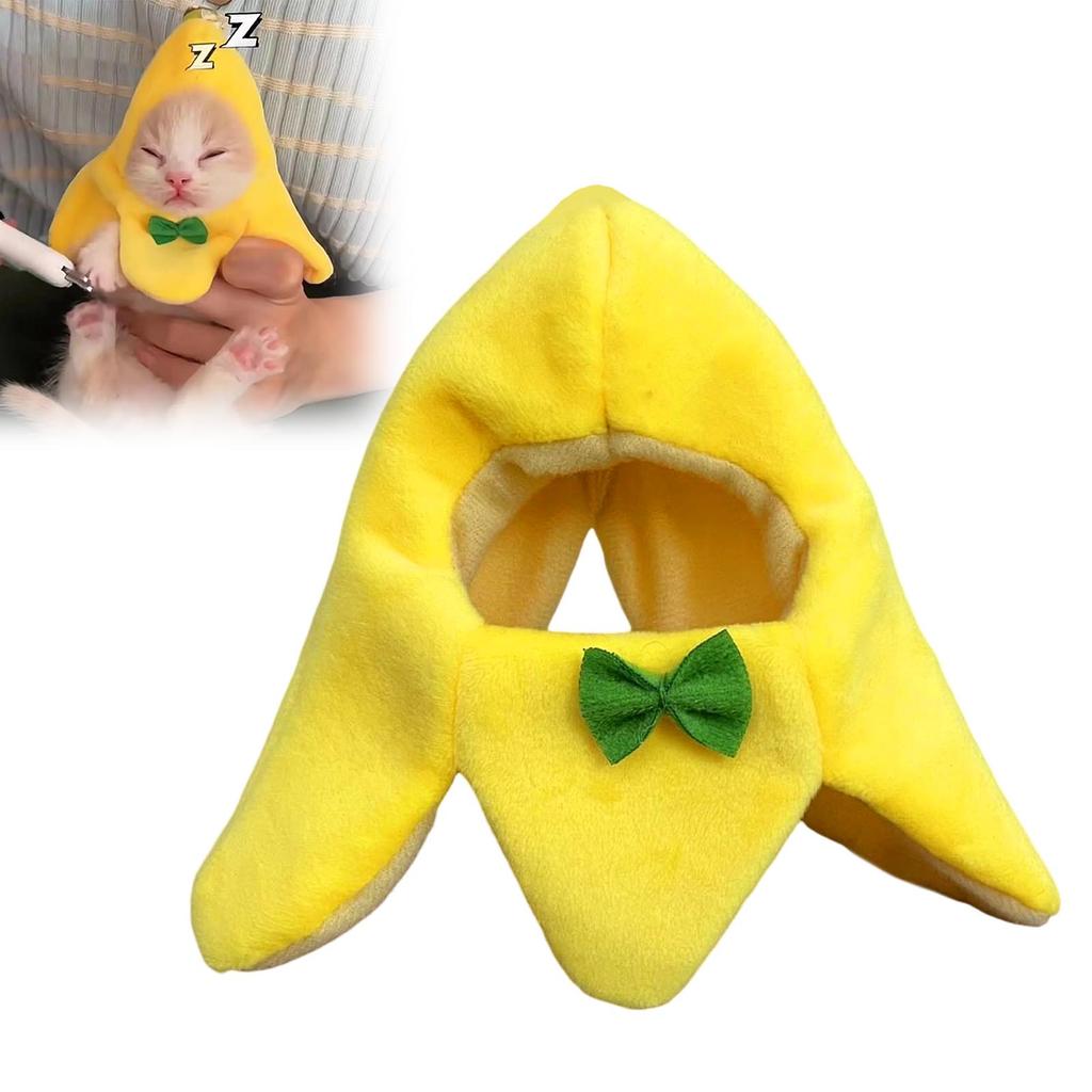 Plush Cat Costume Banana Hat Pet Halloween Banana Hat Applies to Cats Kitten Puppy Wear