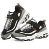 Skechers Synthetic Leather Excellent Panda Retro Versatile Comfortable Velcro Plush Shock Absorbing Wear Resistant Low Top Casual Shoes 302539L-BKGD