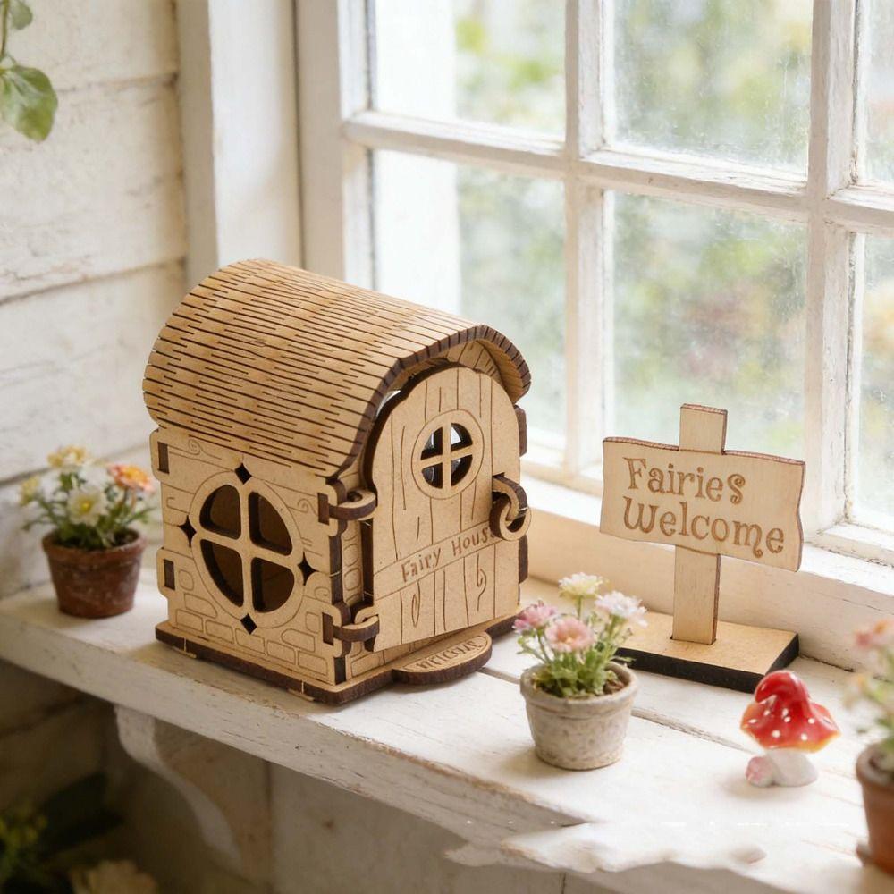 DIY Kit Wooden Fairy House Kit Wooden Material DIY Assembled House  Desktop Decoration
