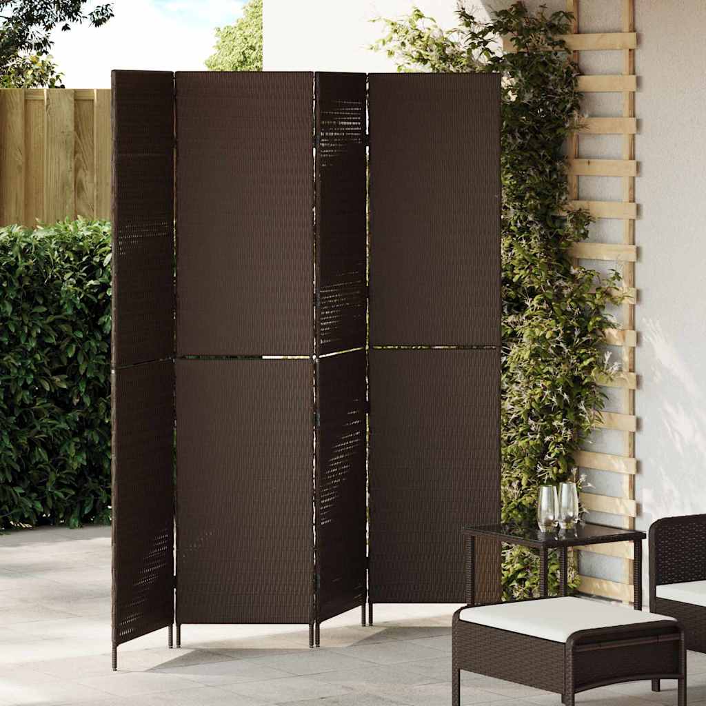 Room Divider Brown 195 X 180 Cm Poly Rattan