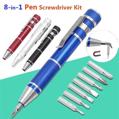 1 Satz 8-in-1-Mini-Schraubendreher-Set, Stiftschraubendreher, Taschen-Präzisionsschraubendreher, tragbares, kompaktes Werkzeug