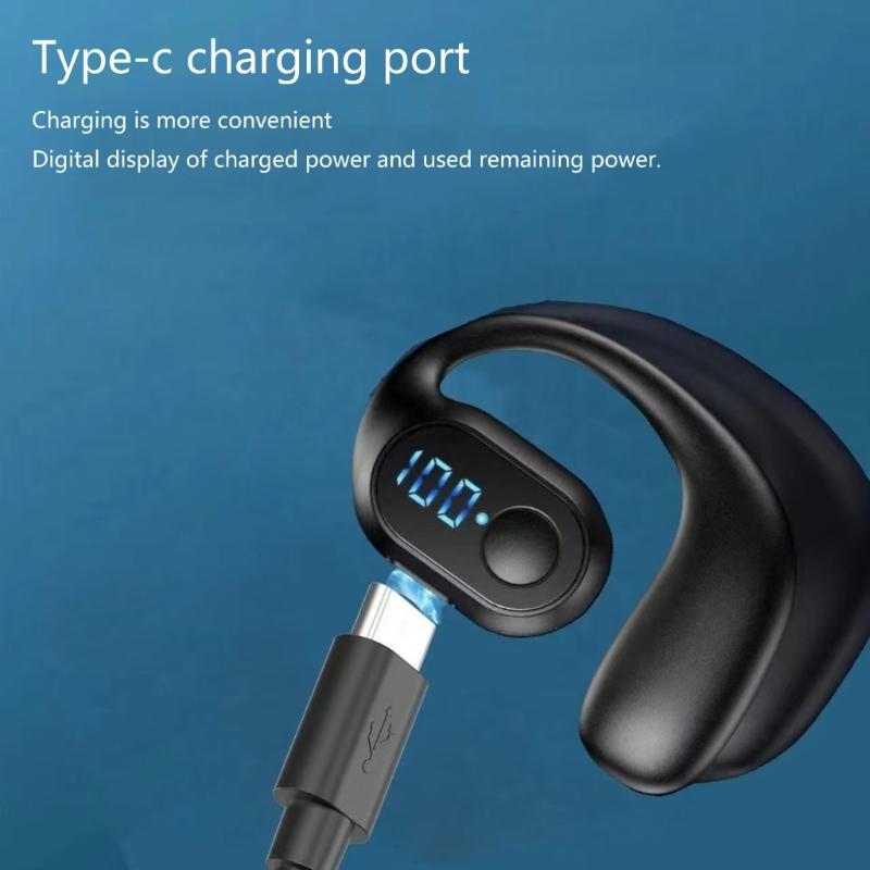 Wireless Earbuds Bluetooth-compatible 5.3 Headphones Digital Display Waterproof Sport Ear Buds with Earhook Earphones