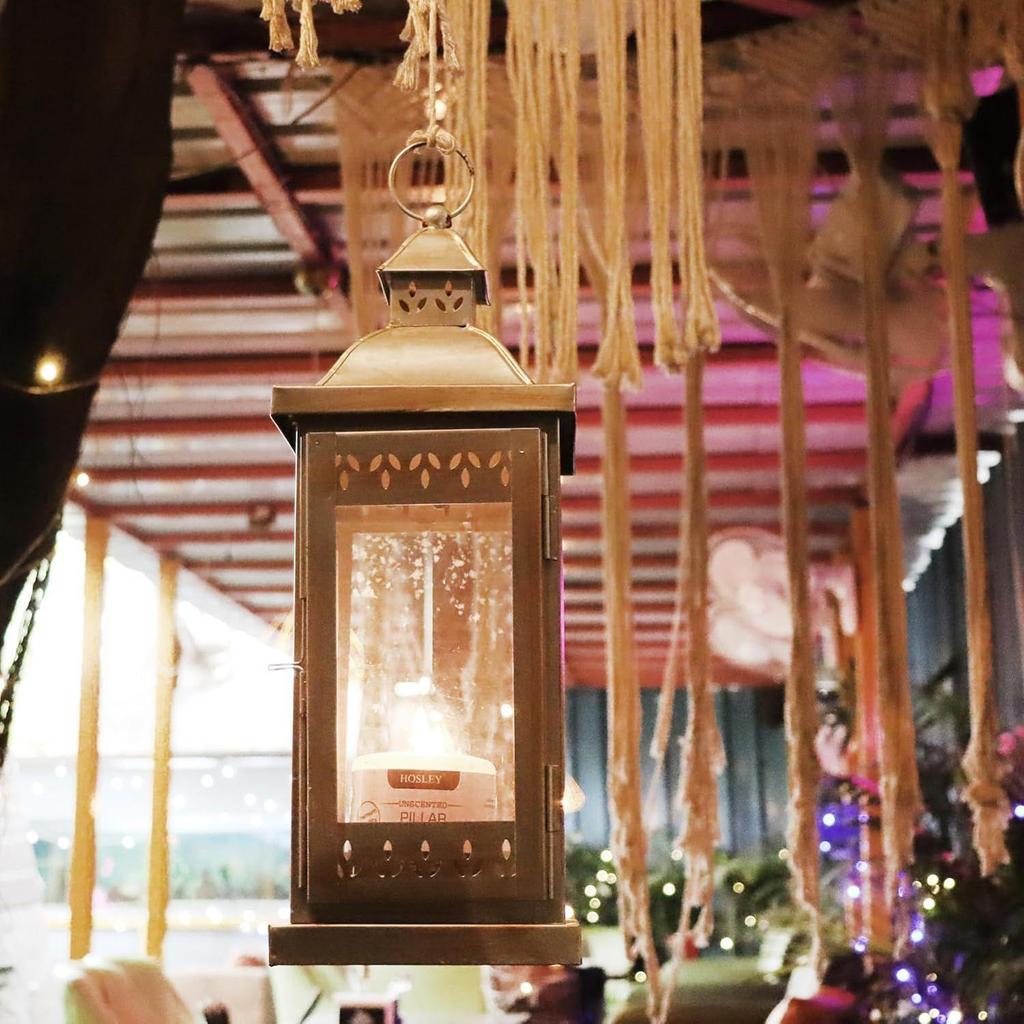 Glass Iron Lantern with One Pillar Candle Lantern for Home Decoration|Candle Holders for Home Decor Pack of 1