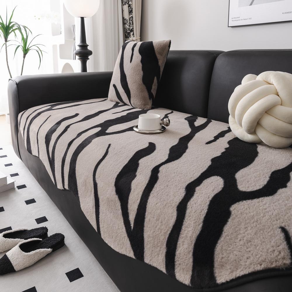Velvet Shaped Sofa Cushion Autumn and Winter Thickening Plush Non-Slip Seat Cushions High-Grade Light Luxury Sofa Cover Cover Cloth