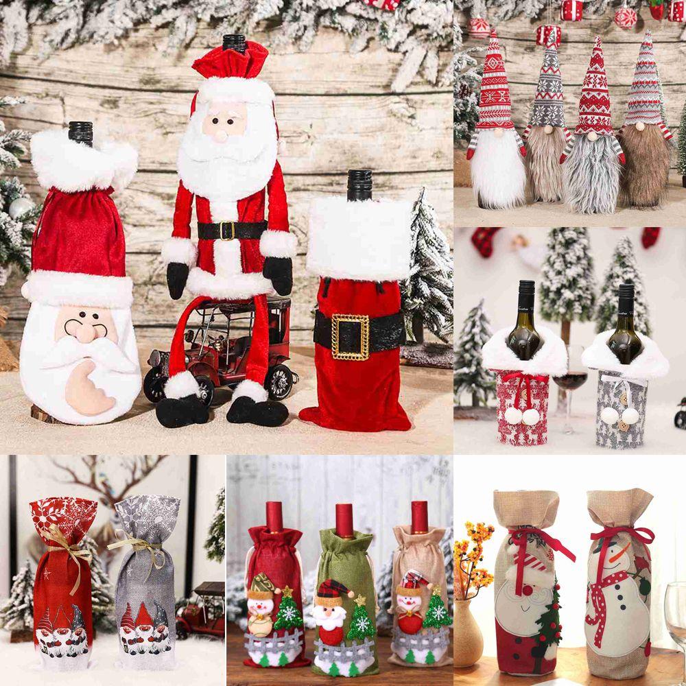 Home Decoration Snowman Xmas Gift Christmas Ornaments Santa Claus Bottle dress up Wine Bottle Cover