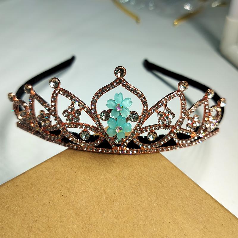 New Bridal Headwear Korean Flower Leaves Headband Crown Rhinestone Pearl Bridal Hair Crown Hair Accessories