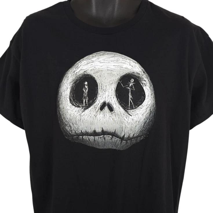 

Nightmare Before Christmas 100% Cotton T-shirt Mens Tees Top Mens Size Large Black Jack Skellington Sally XL