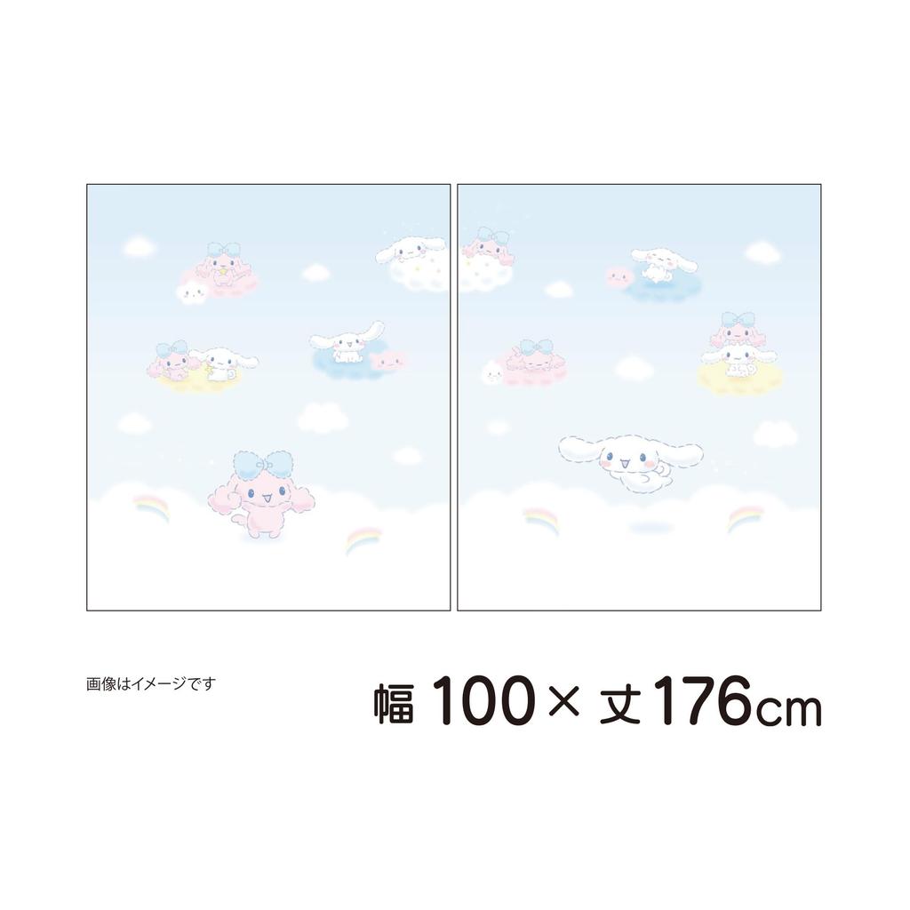 MORIPiLO Sanrio Lace Curtains Cinnamoroll Pattern Connecting Single Picture Art 100cm X Set of Cute Sanrio Cinnamon Blue Makura No Morishita (Picture