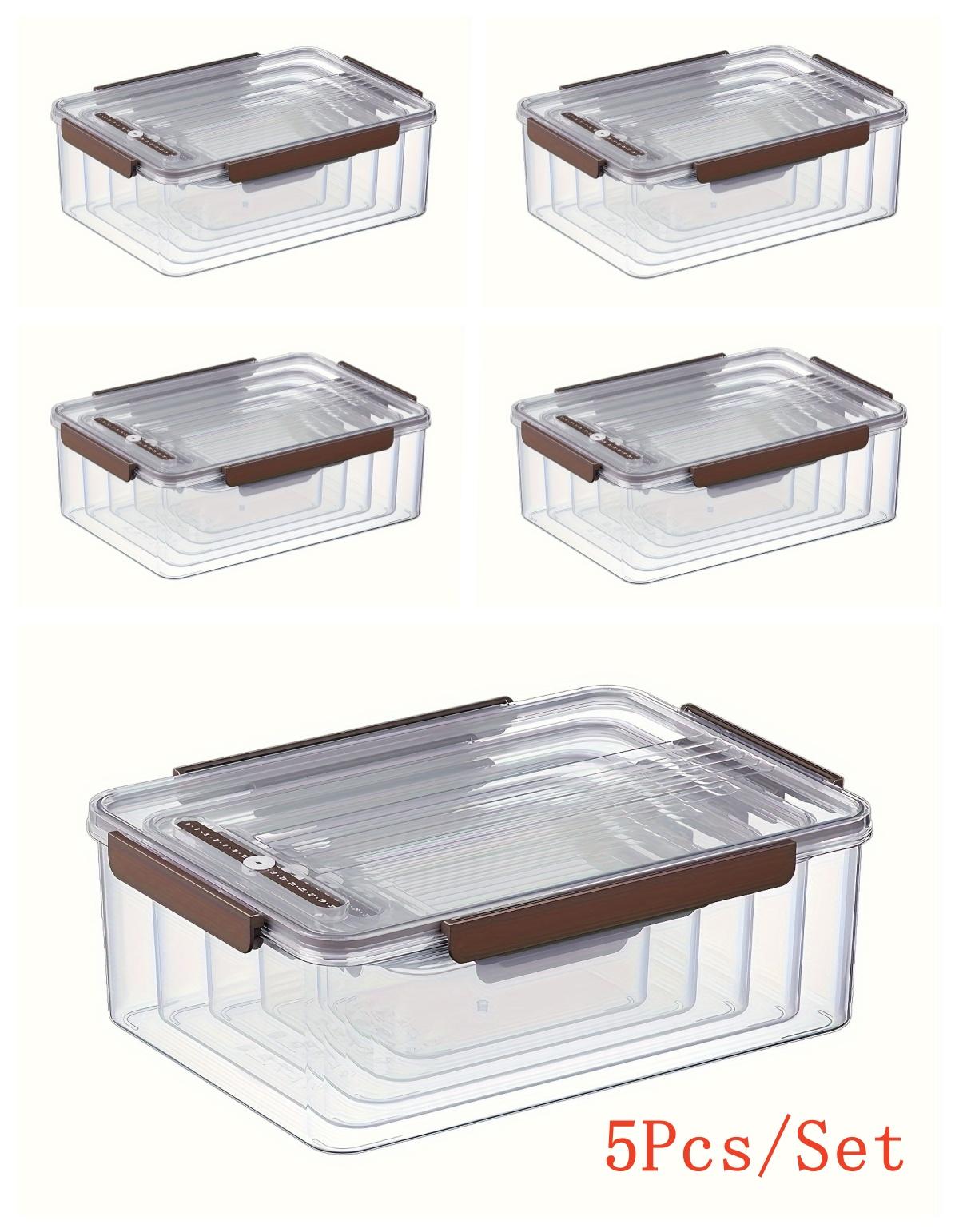 

5 шт./набор Контейнеры для хранения продуктов с крышками Герметичные - Непротекаемые контейнеры для приготовления еды для кухонного хранения Многоразовый пластик