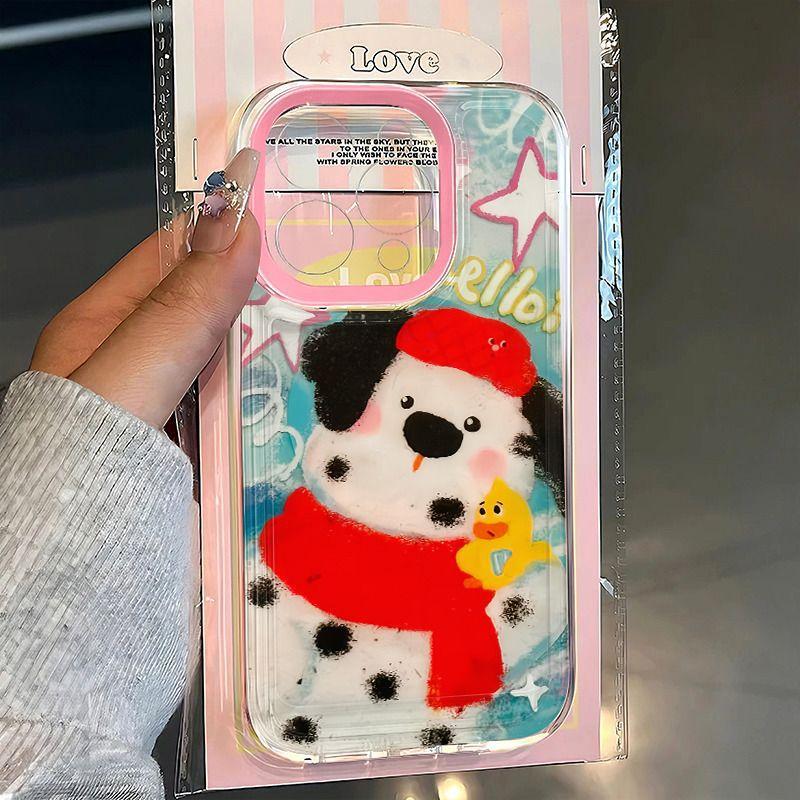 Spotted puppy is suitable for Apple 15 16promax mobile phone case 16 cartoon 13 pro space case 14 fine hole XS