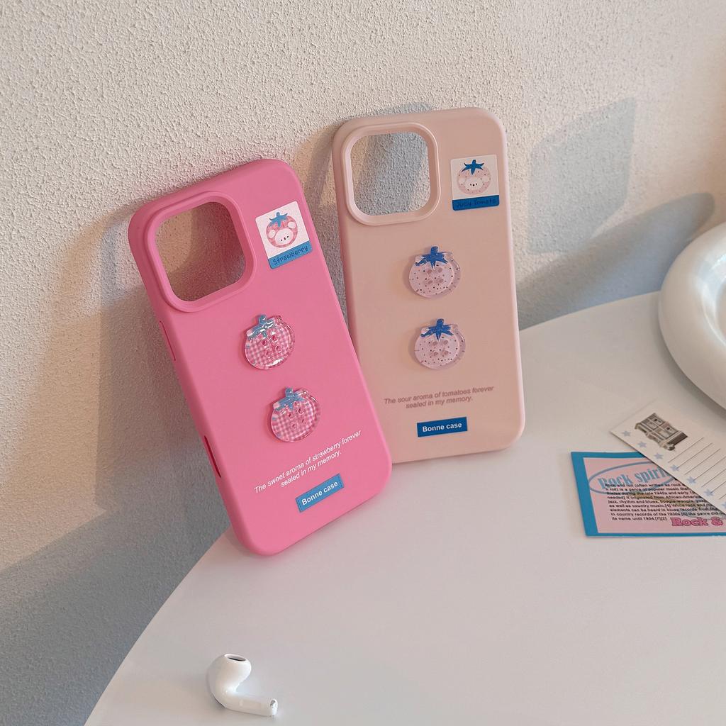3D Tomato Button Case for iPhone 16, Suitable for 15 Pro Max, Apple Phone Case, 14 Silicone, 13 Soft Case, 17