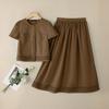 ZANZEA Women Short Sleeve Blouse and A-line Skirts Summer Two Piece Suit Sets